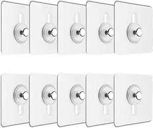 Self Adhesive Transparent Wall Hooks 10 Pieces | Heavy Duty Sticky Hooks | No Drilling Wall Hangers | Kitchen, Bathroom & Home Organizer